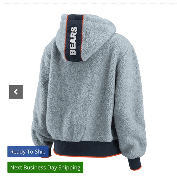 NWT Chicago Bears Erin Andrew’s sherpa hoodie zip up jacket - Picture 2 of 3